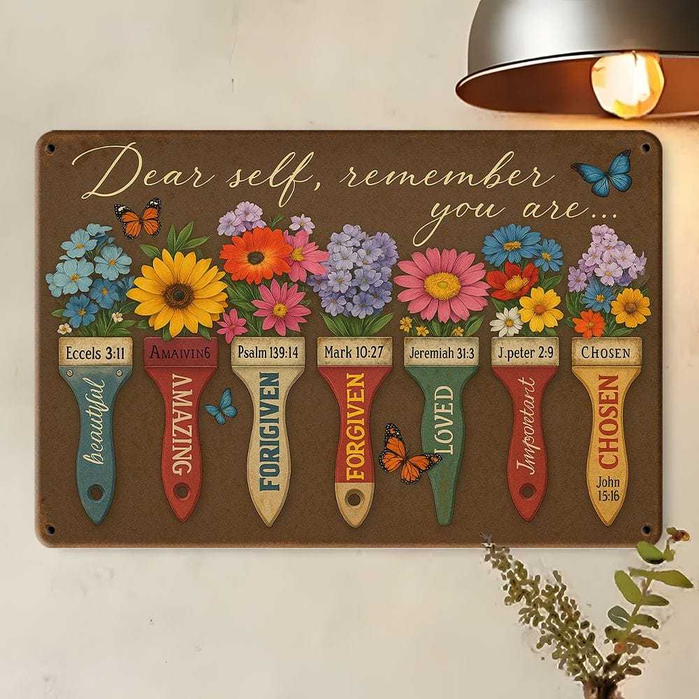 "Dear Self, Remember You Are" Vintage Metal Sign, 8x12 Inch.