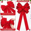 1-4PCS Red Christmas Bows Outdoor Decorations Large Christmas Tree Top Bow Velvet Wreath with Glitter Gold Edge Front Door Decor