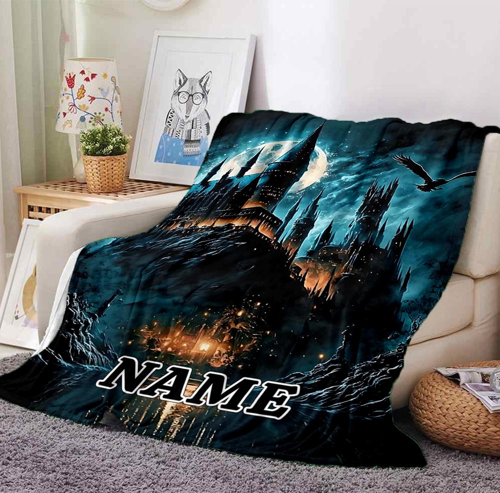 Custom Name Wolf Flannel Blanket Throw Blanket Soft Warm Sofa Bed Home Decor Unique Gift