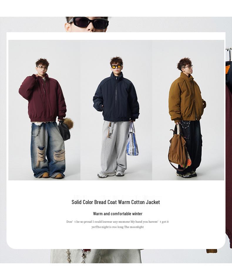Hot Trendy Men's Winter Cotton Stand Collar Jacket - Casual Loose Fit Warm Outerwear for Couples