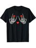 Skeleton Hands Rock Metal Roses Heart Graphic Tee Men Women Cotton Short Sleeve T-Shirt Daily Wear