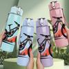 1PC Mountain Bicycle Sport Character Print 750ml Color Plastic Sports Water Bottle Leakproof Flip Straw Lid Suitable for Sports Office Home Use