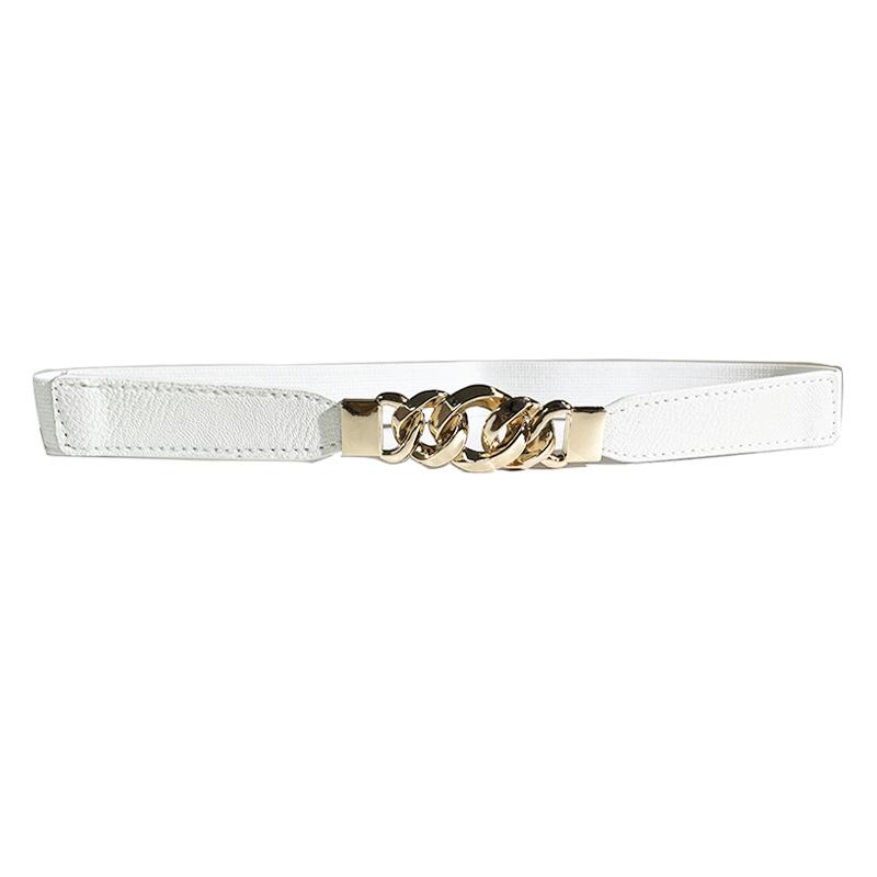 Women's 2.5cm Double Buckle Chain Elastic Waist Belt for Dresses