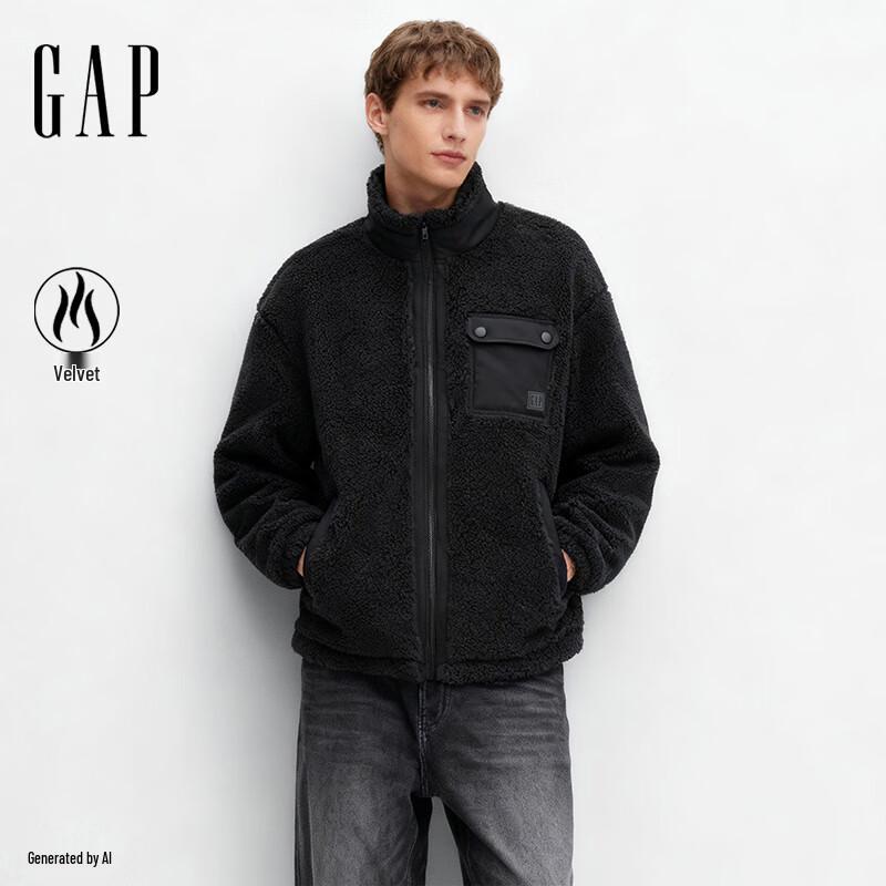 GAP Men's 2025 Winter Faux Lamb Wool Stand-up Collar Jacket 830334