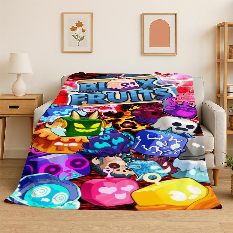 

Classic B-Blox Fruit Cartoon Game Flannel Blanket Soft Warm Throw Blanket for Bedroom Living Room Bed Travel Camping Picnic 75x90cm