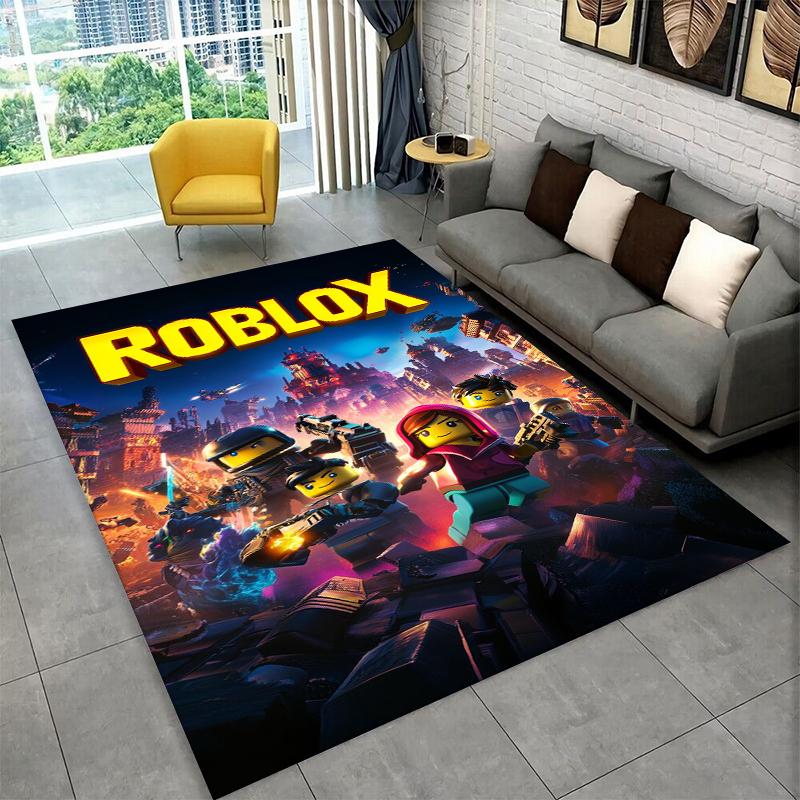 Tappeto Gioco Gamer R-Robloxs a Fumetti per Stanza dei Giochi, Camera da Letto, Soggiorno, Divano, Decorazione Casa, Tappeto per Area Bambini, Tappetino Antiscivolo