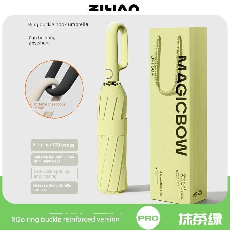 Large Automatic Umbrella for Women, Dual-Purpose for Sun and Rain, with Hook, Foldable, Wind-Resistant, Sunshade for Men, Uv Protection