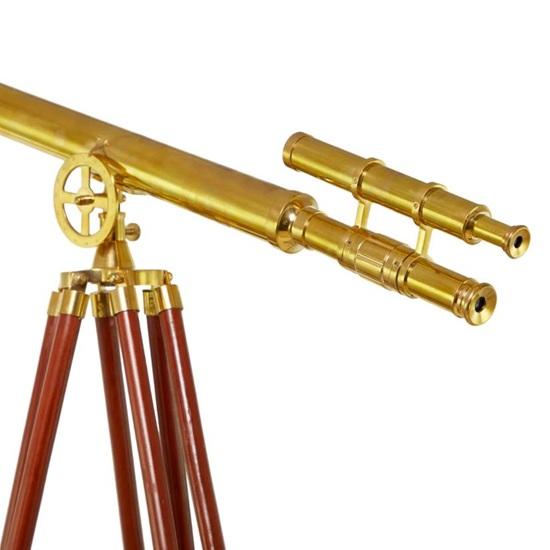 Decorative Brass Telescope on Tripod Spyglass Decor Copper Finish Nautical Home Accent
