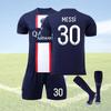 Paris Home Jersey Set Messi 30 Mbappe 7 Neymar 10 Polyester Soccer Kit