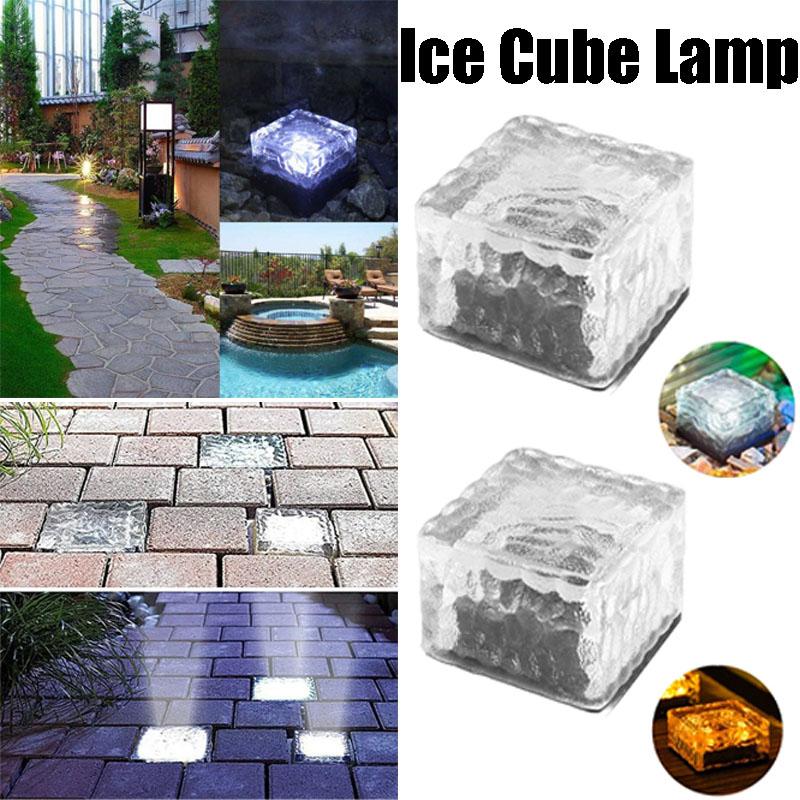 Solar Ice Cube Glass Block Light - Outdoor Square Landscape Lamp for Garden Yard Pathway Christmas Decor
