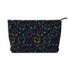 Sac de Voyage Cosmétique Impression Têtes de Chat Néon Colorées pour Femmes Étui Maquillage Décontracté Pliable Léger Fermeture Éclair Sacs de Toilette Beauté