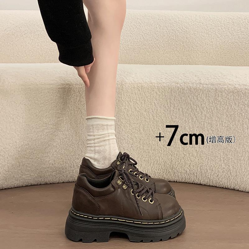 Heightened CM Japanese Small Leather Shoes Autumn New British Style Thick Sole Heightened Retro JK Uniform