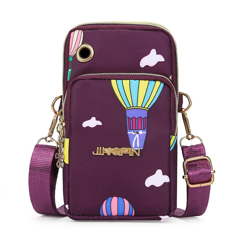 Women's Vertical Shoulder Mobile Phone Bag  Nylon Oxford Cloth Small Messenger with Zipper Coin Purse CLE
