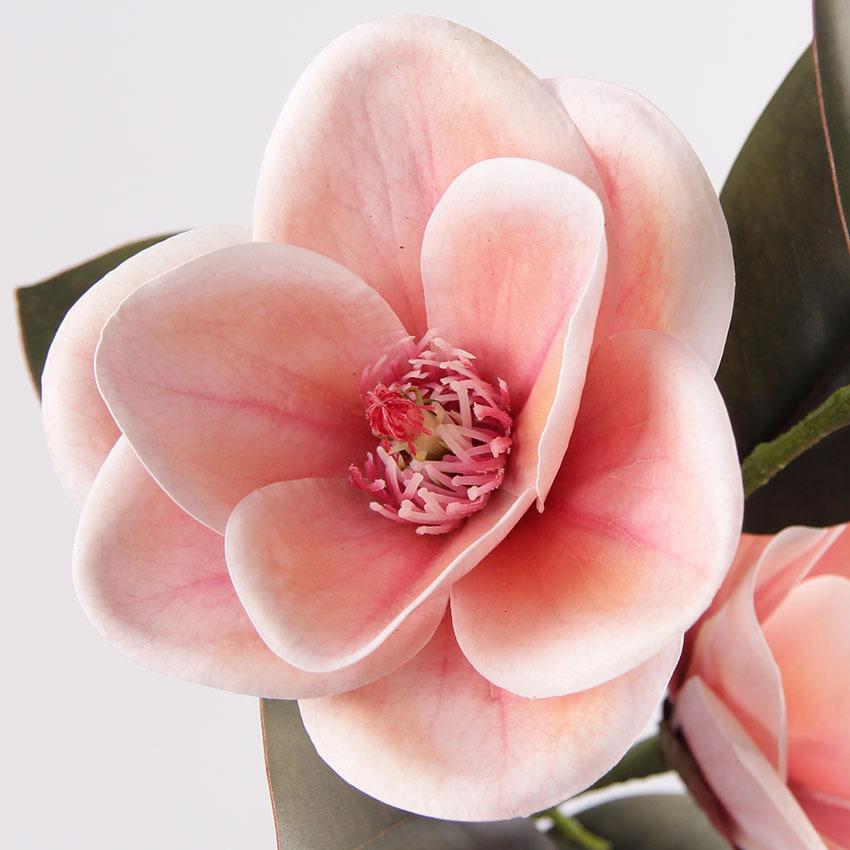 4pcs Artificial Magnolia Flower Branch 3 Heads Real Touch Latex Large Magnolia for Edding Centerpieces Hme Floor Floral Decor