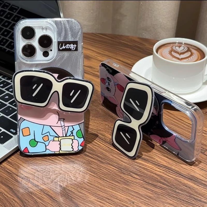 Cartoon Sunglasses Crayon Small New Apple 11 Mobile Phone Case iPhone11promax Feather Yarn 11 Couple 11 Bracket 11