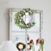 Easter Wreath Bunny Decorations Home Artificial Lavender Easter Bunny Flowers Wreath for Front Door Outdoor Wall Decor Ornament