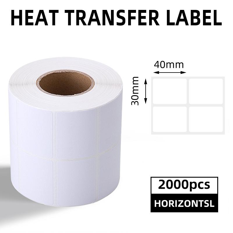 Promotion Free Double Row 40X30mm Oil Proof Waterproof Thermal Label Blank Adhesive Coated Supermarket Grocery (White,2000Sheets/Roll&40X30mm(2000Sheets/Roll))