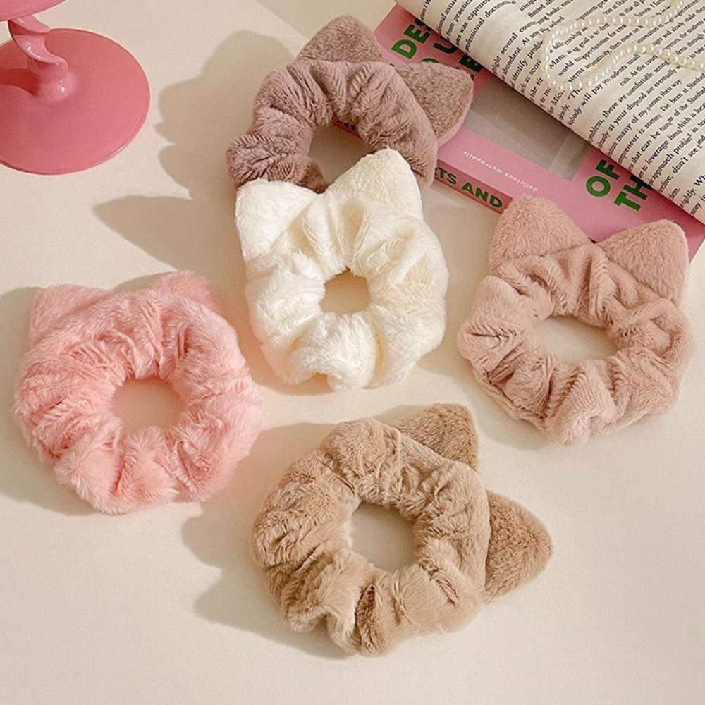 Plush Rubber Band Cat Ear Shaped Hair Band Cute Hair Tie