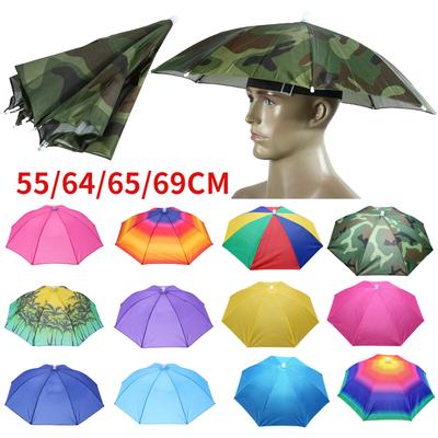 Outdoor Foldable Head Umbrella Hat Headwear Sun Cap Anti-Rain Anti-Sun Fishing Golf Cycling Hiking Camping Shade Umbrella Hat