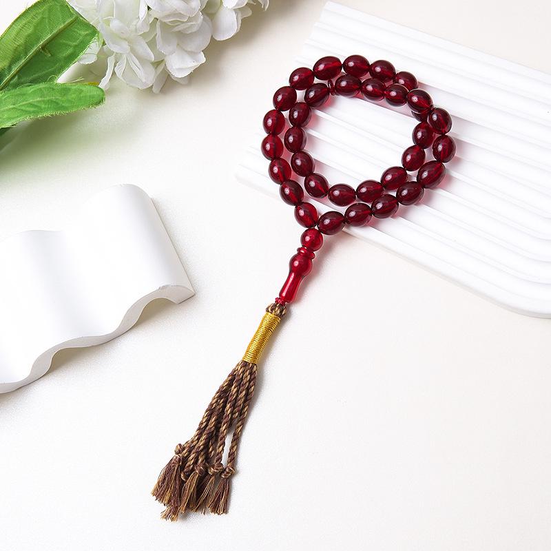 Handheld 45-Bead Muslim Rosary Tassel Bracelet - Middle Eastern Islamic Prayer Jewelry