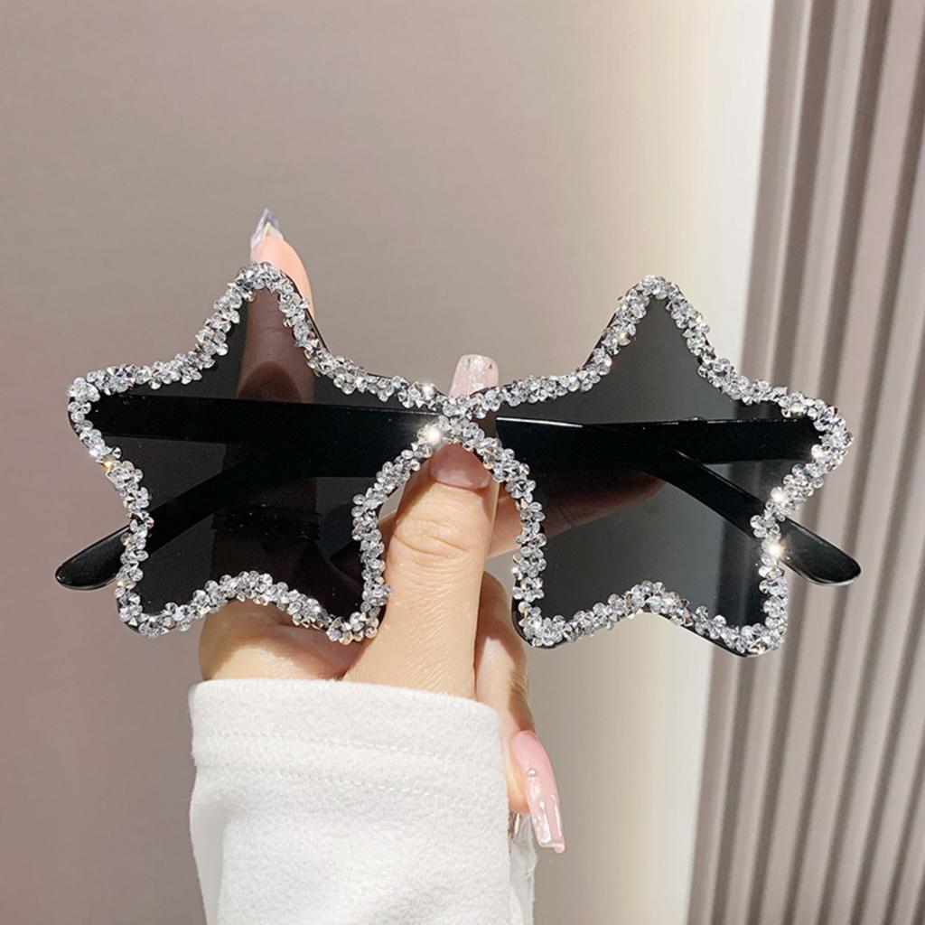 Five-pointed Star Personalized Ocean Candy-colored Sunglasses, Handmade With Rhinestones, Perfect For Photos, Clubbing, And Street .