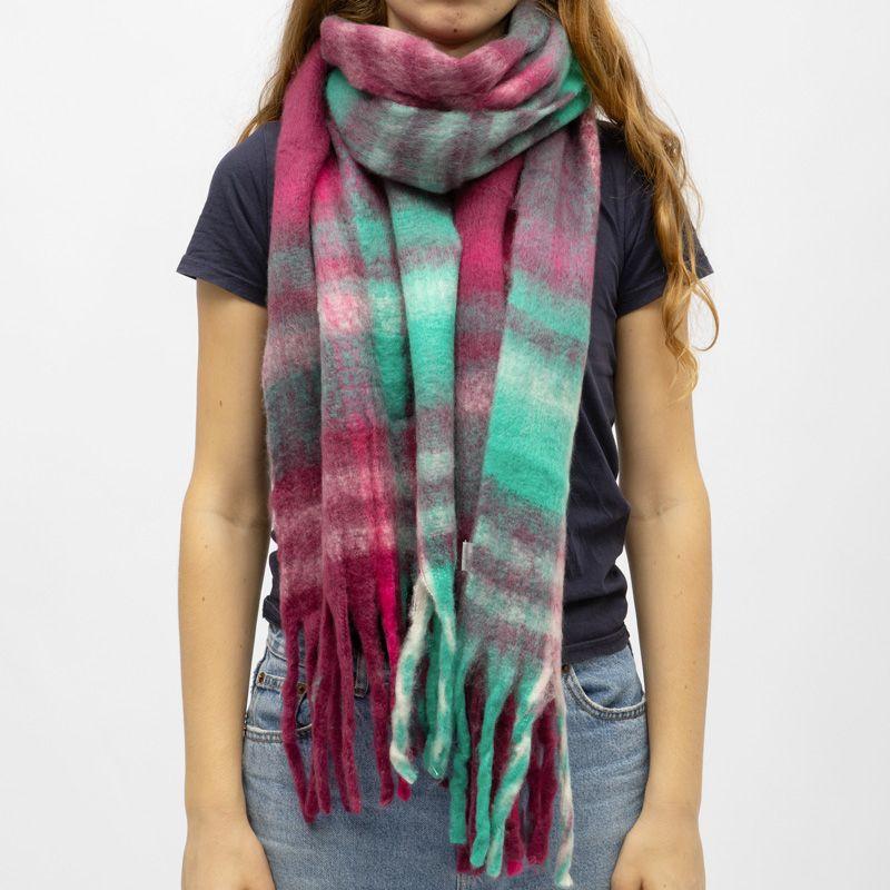 Esarfa moale cu franjuri in carouri cu lana 40x210 cm Femeie GERARD PASQUIER