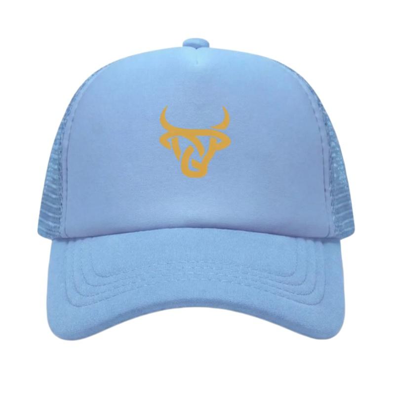 Gold Bull Head Printed Adjustable Baseball Cap Classic Snapback Dad Hat Breathable Mesh Hat Golf Fishing Outdoor Sun Cap