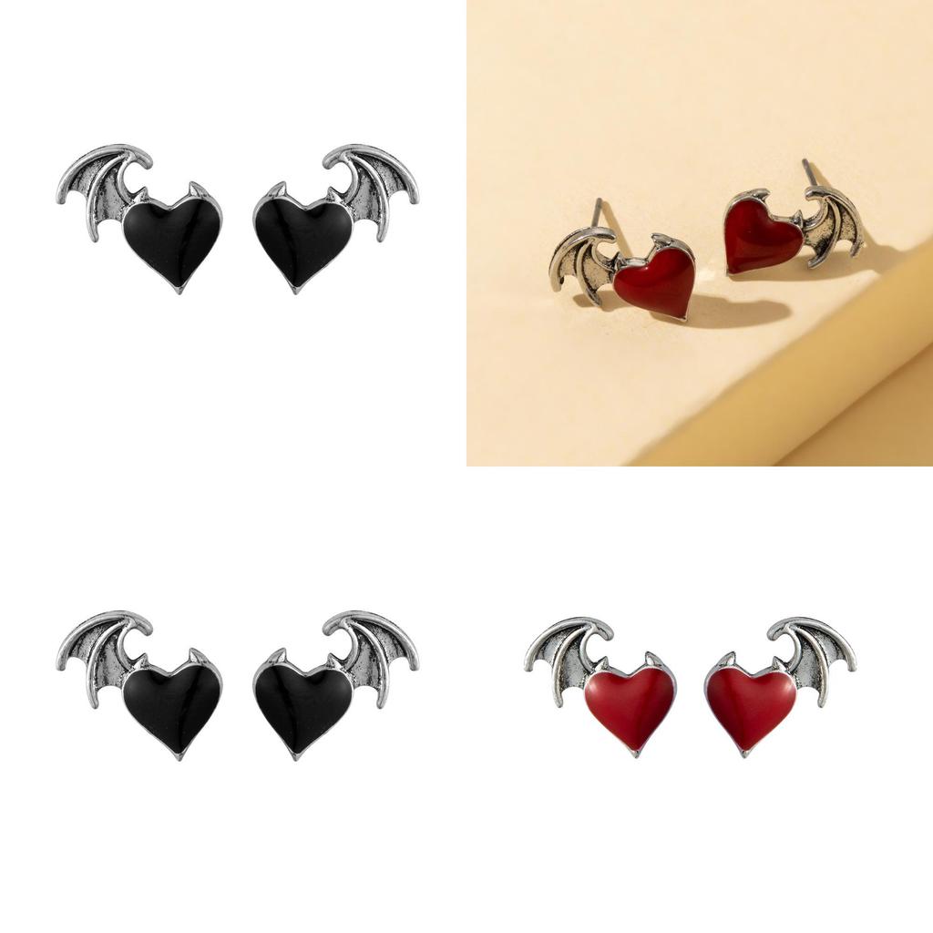 Stilvolle Legierung Flügel Herz Ohrstecker für Frauen Galvanisiert Kreativ Sommer 2022