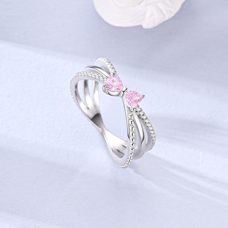 New Design 925 Silver Infinite Pink Zircon Love Heart Shape Ring Finger Rings For Women High Quality Wedding Jewelry Gift