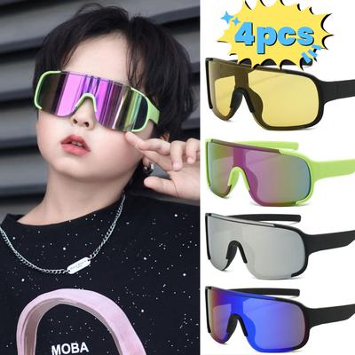 4 SZT Dziecięce Okulary Przeciwsłoneczne Wiatroodporne Gogle Rowerowe dla Chłopców i Dziewcząt Zewnętrzne Okulary na Rower Drogowy Kemping Okulary