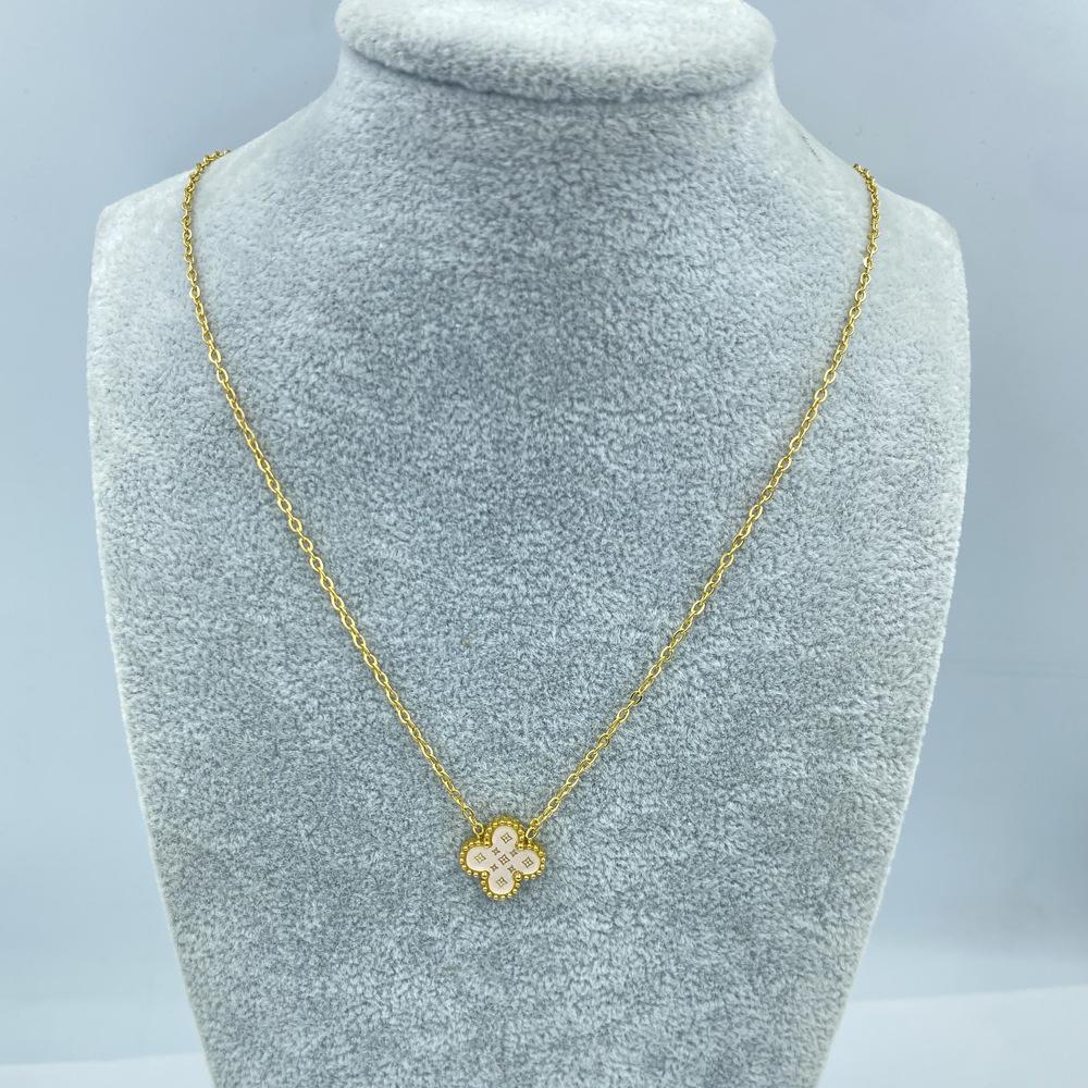 13MM Titanium Steel Ladies Necklace Lucky Four Leaf Clover Necklace