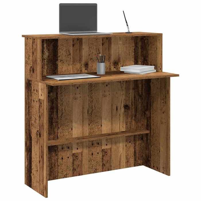 VidaXL Bureau de réception vieux bois 100x50x103,5cm bois d'ingénierie, comptoir de réception, réception de salon, comptoir 859031