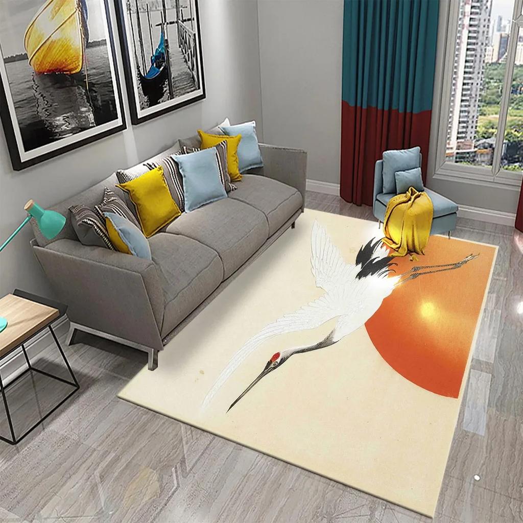 Lovely Red-Crowned Crane Carpet for Kitchen Bathroom Door Entrance Non-Skid Area Rug Living Dining Room Bedroom Decor Floor Rugs
