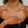 925 Sterling Silver Sparkling Necklace Women's Light Luxury Niche Design Gypsy Collarbone Chain Plain Chain Silver Bare Chain Neck Chain