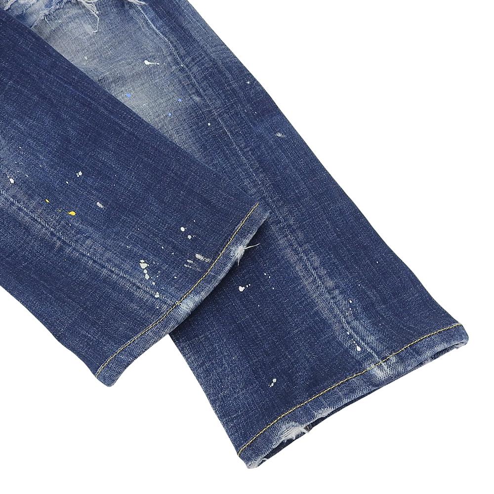 Dsquared2 SEXY TWIST JEAN Painted Denim Pants, Men's, Indigo, Size 44, S74LB1023, 2021 Autumn/Winter Collection Bottoms 44 IndigoUsed