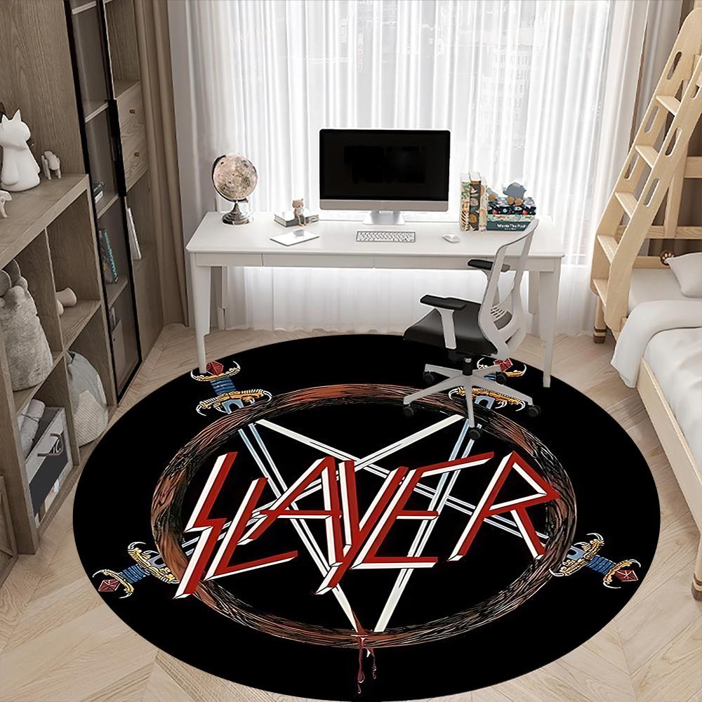 1 szt. Dywanik Okrągły Muzyka Slayer Biuro Mata Wewnętrzna Odpowiednia do Biura, Pod Krzesła Biurowe Sypialnia Salon Dekoracja Domu DT1212099