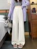 Women's Wide-Leg Knitted Pants with Lace Waistband - High-Waisted, Slimming, and Casual for Autumn/Winter 2025.