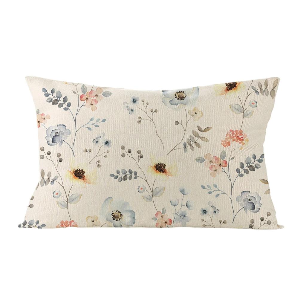 Rectangular Floral Plant Print Cushion Cover Sofa Chair Car Pillow Cover Decorative Sofa
