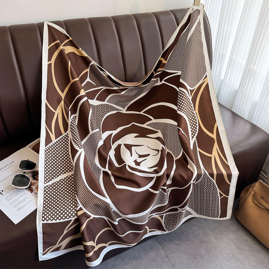 New 90Cm Printed Large Square Scarf Women Spring And Autumn Scarves Twill Silk Headscarf Shawl Female Hijab Luxury