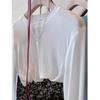 Women's 2023 Soft Wool & Tencel Long-Sleeve Round Neck Solid Color Mask T-Shirt