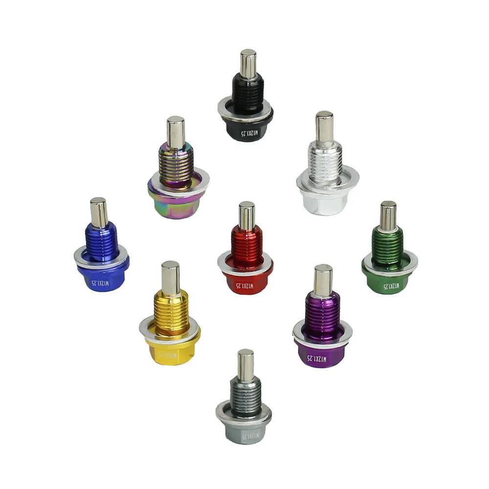 M12*1.25MM Magnetic Oil Drain Plug/Oil Sump drain plug Red Blue Black Gold Purple Silvery Green Gray Oil Drain Plugs 3