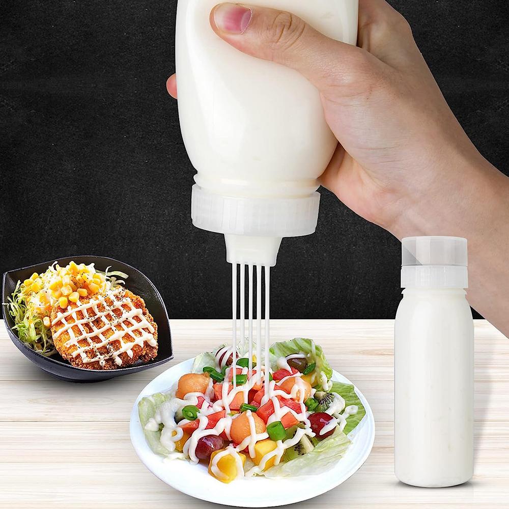 3Pcs 380ML Porous Condiment Squeeze Bottles for Ketchup, Salad, BBQ Sauce, Oil