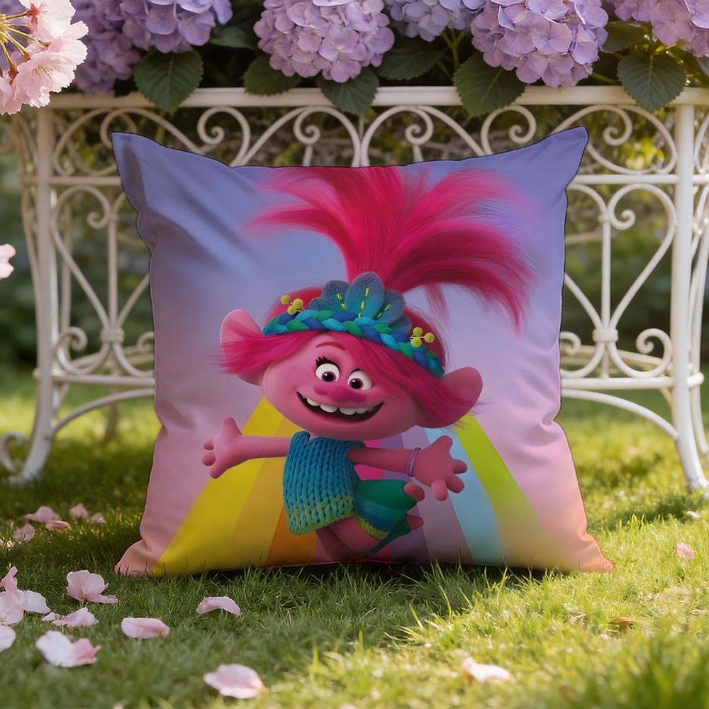Anime T-TrollsS Cartoon Cushion Cover Home & Car Dual-Scene Pillow Cover: Reversible for Premium Comfort