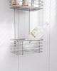 QIHS 3-Tier Shower Rack, Stainless Steel, Wall-Mounted, 89.5cm X 19cm, with Hooks, Bathroom Storage Shelf