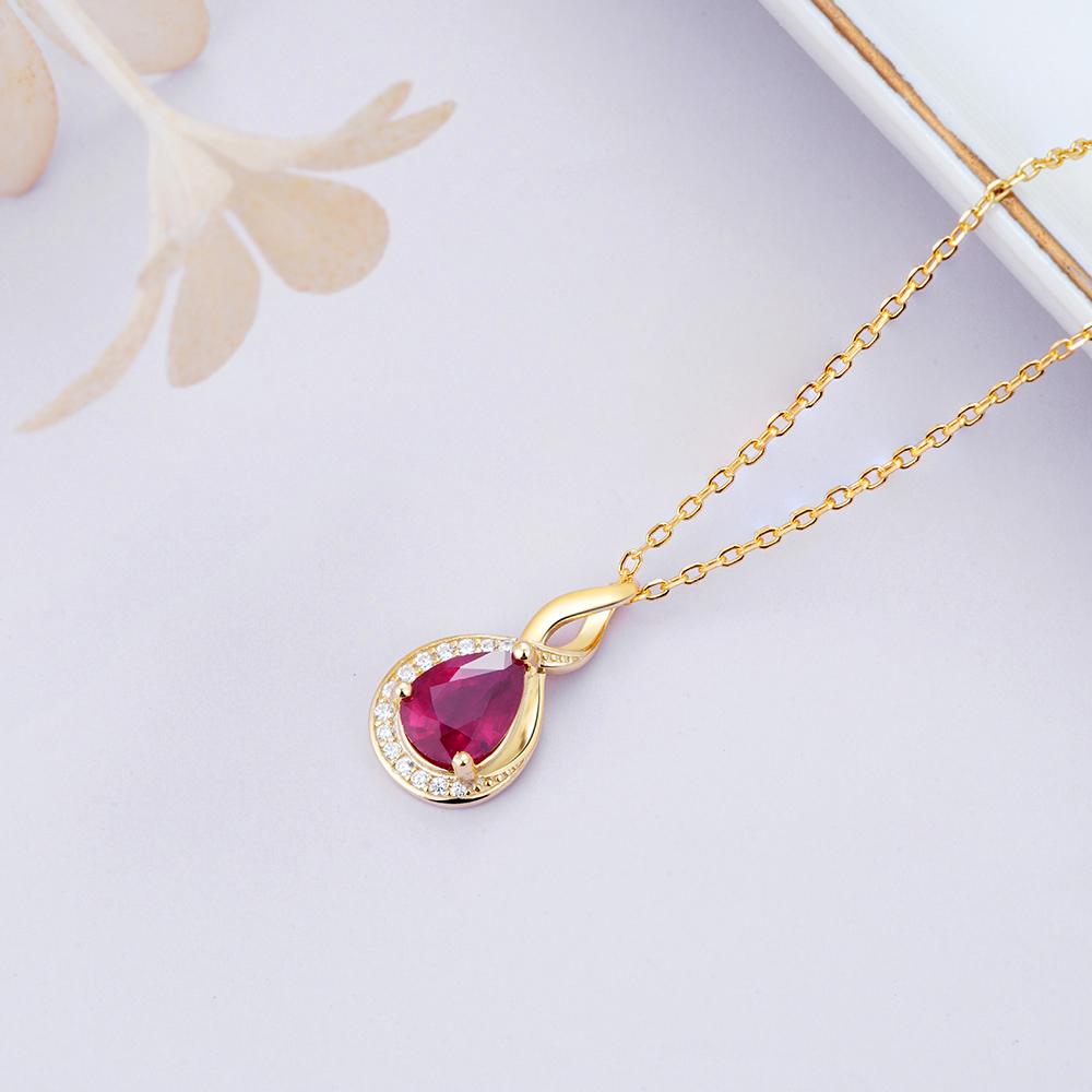 Simple Natural Filled Ruby July Birthstone Pendant 925 Sterling Silver Necklace Fine Jewelry for Women's Anniversary Party Gifts