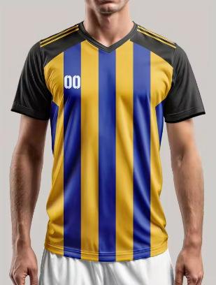 Men s Striped Football Jersey Pattern 3D Printed T-Shirt Fashion V-Neck Casual Loose Top XXS