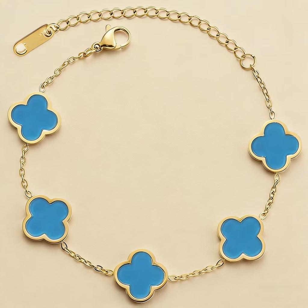 Stylish New Smooth Four-leaf Clover Bracelet Titanium Steel Double-sided Women's Bracelet