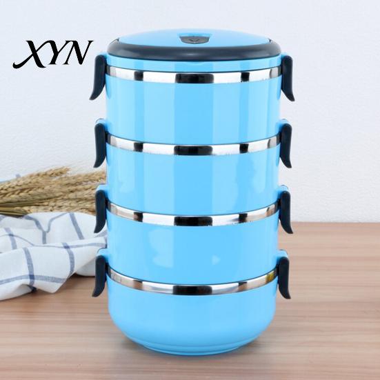 Leak Proof Meal Prep Stackable Insulated Lunch Box with Handle, Stainless Steel Interior Easy Cleaning Office Work Design, Leak-Proof Portable