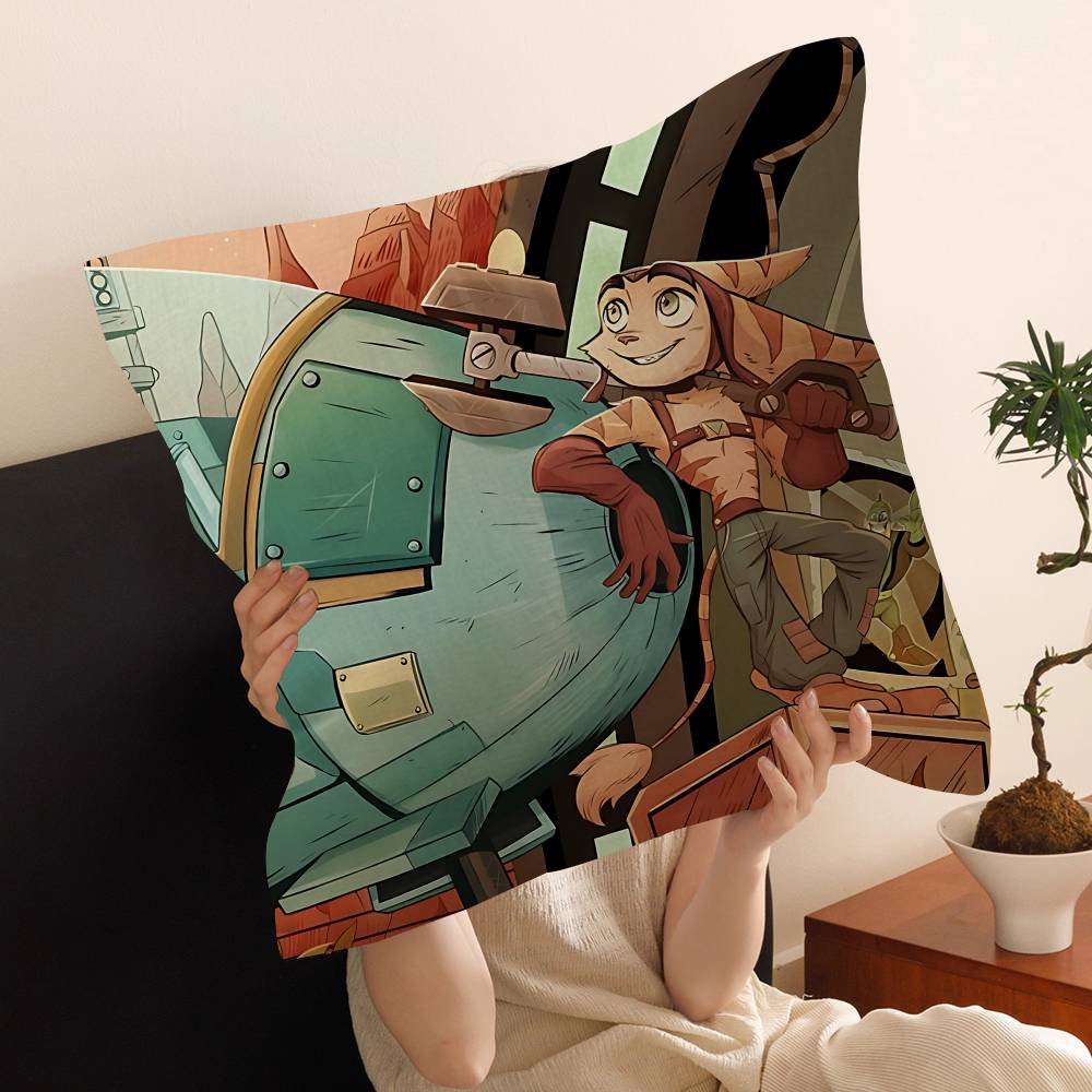 Ratchet N Clank Cartoon Fan Art Personalized Pillow Cover Kids Bedroom Wild Party Decor Pillowcase Kid Birthday Shower Gift