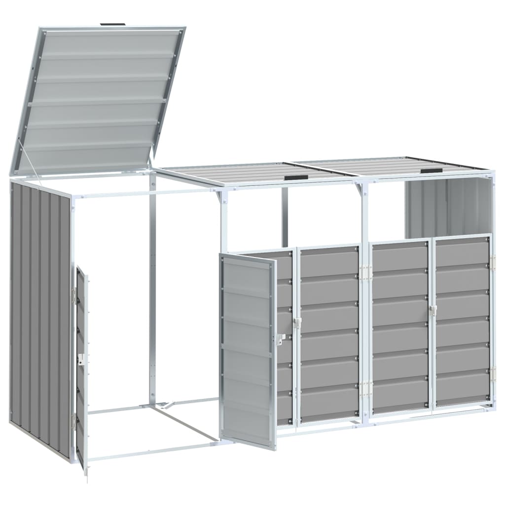 vidaXL Mülltonnenbox für 3 Tonnen Grau 216x81x115 cm Stahl